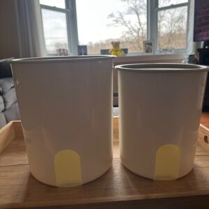 Vintage 90s Tupperware One-Touch Two Canister Set (Silver & White)